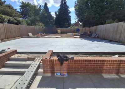 900 x 600 grey porcelain raised patio project in Chelmsford, Essex