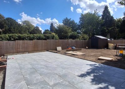 Raised porcelain patio project in progress in Chelmsford, Essex